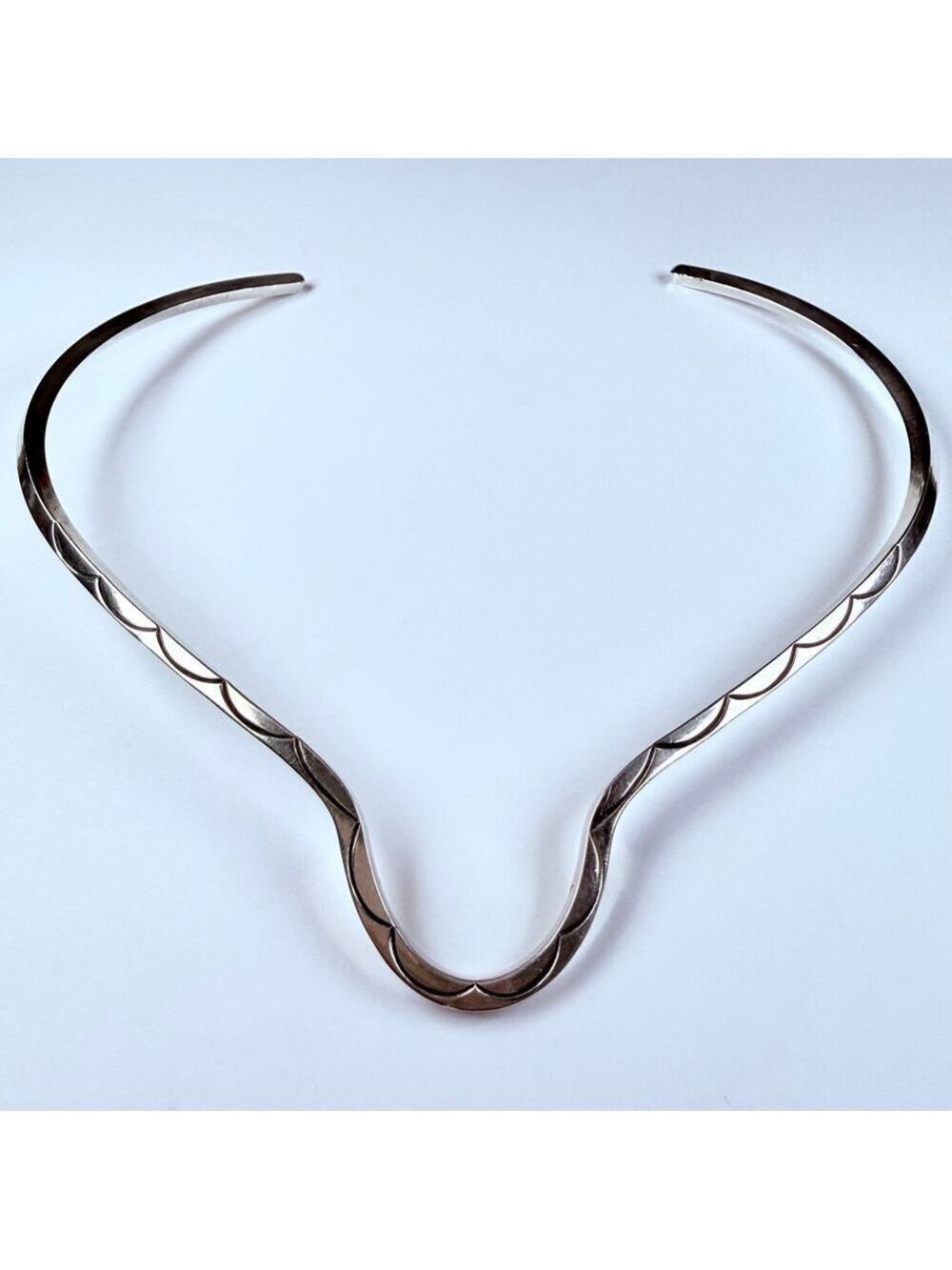 Mid Century Modernist Southwestern Torque Collar Sterling Silver 925 Necklace
